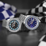  Shop Authentic Seiko 5 Sports Petrol Blue Checker Flag Special Edition Blue Dial Silver Steel Strap Watch For Men - SRPK65K1 - Luxxuri