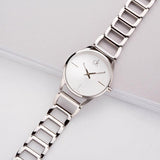  Shop Authentic Calvin Klein Stately White Dial Silver Steel Strap Watch for Women - K3G23126 - Luxxuri