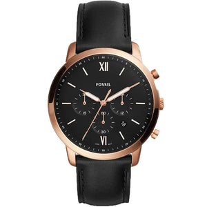  Shop Authentic Fossil Neutra Chronograph Black Dial Black Leather Strap Watch for Men - FS5381 - Luxxuri