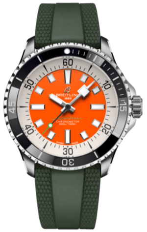  Shop Authentic Breitling Superocean Automatic 42mm Kelly Slater Limited Edition Orange Dial Green Rubber Strap Watch for Men - A173751A101S1 - Luxxuri