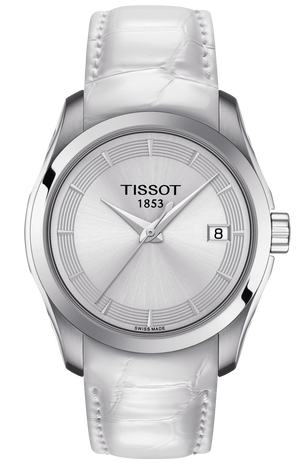  Shop Authentic Tissot Couturier Lady Silver Dial White Leather Strap Watch For Women - T035.210.16.011.00 - Luxxuri