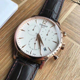  Shop Authentic Tissot T Classic Tradition Chronograph White Dial Brown Leather Strap Watch For Men - T063.617.36.037.00 - Luxxuri