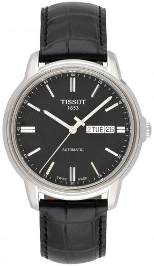  Shop Authentic Tissot Automatics III Day Date Black Dial Black Leather Strap Watch For Men - T065.430.16.051.00 - Luxxuri