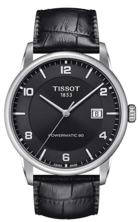  Shop Authentic Tissot Luxury Powermatic 80 Black Dial Black Leather Strap Watch For Men - T086.407.16.057.00 - Luxxuri