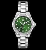 Shop Authentic Tag Heuer Aquaracer Diamonds Emerald Green Dial Silver Steel Strap Watch for Women - WBD1316.BA0740 - Luxxuri