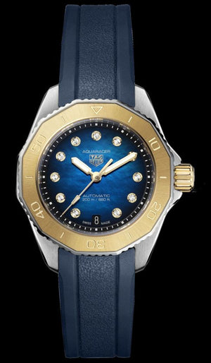  Shop Authentic Tag Heuer Aquaracer Professional 200 Automatic Diamonds Blue Dial Blue Rubber Strap Watch for Women - WBP2450.FT6215 - Luxxuri