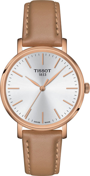  Shop Authentic Tissot Everytime Lady Silver Dial Brown Leather Strap Watch for Women - T143.210.36.011.00 - Luxxuri