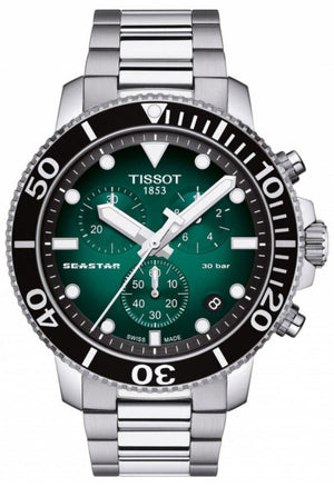  Shop Authentic Tissot Seastar 1000 Chronograph Green Dial Silver Steel Strap Watch For Men - T120.417.11.091.01 - Luxxuri