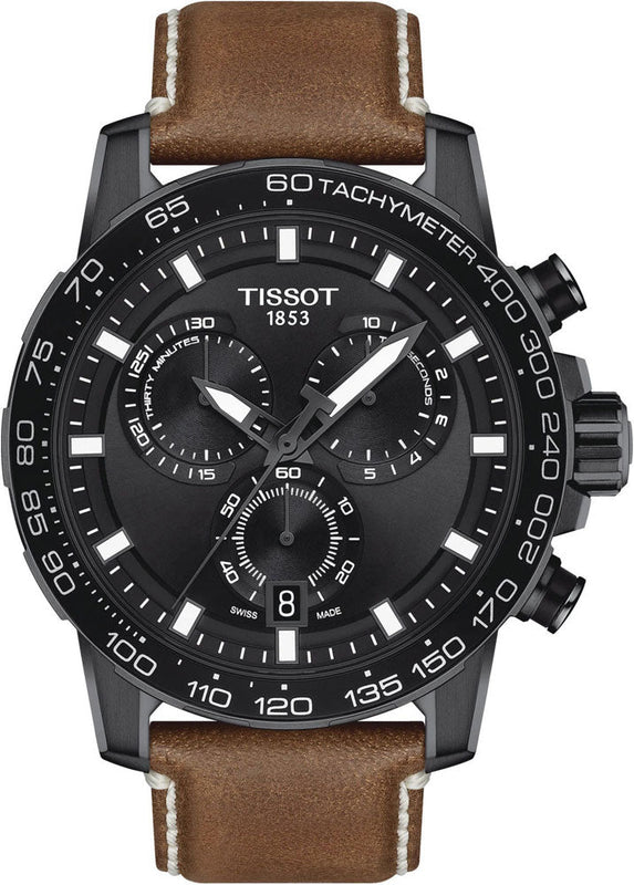  Shop Authentic Tissot Supersport Chrono Black Dial Brown Leather Strap Watch for Men - T125.617.36.051.01 - Luxxuri