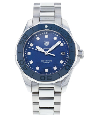  Shop Authentic Tag Heuer Aquaracer Diamonds Blue Dial Silver Steel Strap Watch for Women - WAY131L.BA0748 - Luxxuri