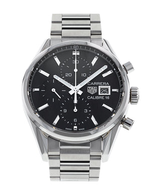  Shop Authentic Tag Heuer Carrera Automatic Chronograph Black Dial Silver Steel Strap Watch for Men - CBK2110.BA0715 - Luxxuri