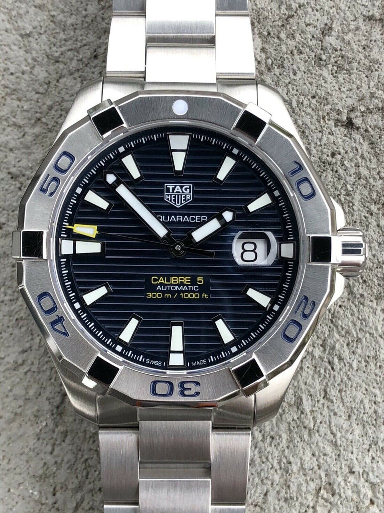 Shop Authentic Tag Heuer Aquaracer Calibre 5 Automatic Blue Dial Silver Steel Strap Watch for Men - WAY2012.BA0927 - Luxxuri