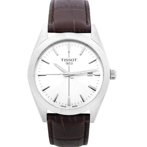  Shop Authentic Tissot Gentlemen Silver Dial Brown Leather Strap Watch for Men - T127.410.16.031.01 - Luxxuri