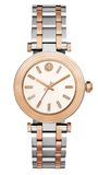 Tory Burch Classic T White Dial Two Tone Steel Strap Watch for Women - TBW9011