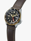  Shop Authentic Seiko 5 Sports SKX GMT Automatic Mocha Black Dial Brown Leather Strap Watch For Men - SSK036K1 - Luxxuri