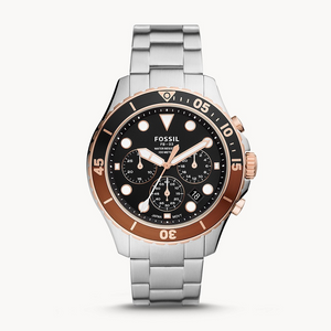  Shop Authentic Fossil FB-03 Chronograph Black Dial Silver Steel Strap Watch for Men - FS5768 - Luxxuri