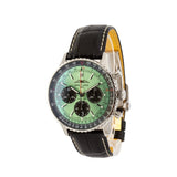  Shop Authentic Breitling Navitimer B01 Chronograph 43 Green Dial Black Leather Strap Watch for Men - AB0138241L1P1 - Luxxuri