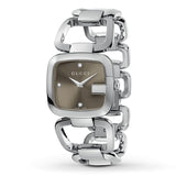  Shop Authentic Gucci G Gucci Brown Dial Silver Steel Strap Watch For Women - YA125401 - Luxxuri