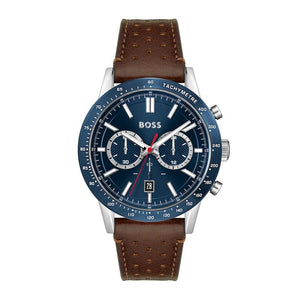  Shop Authentic Hugo Boss Allure Blue Dial Brown Leather Strap Watch for Men - 1513921 - Luxxuri