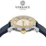  Shop Authentic Versace Viamond Quartz White Dial Blue Leather Strap Watch For Men - VEPO00120 - Luxxuri