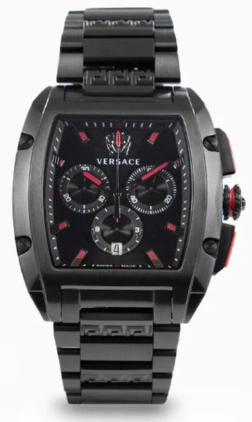  Shop Authentic Versace Dominus Chronograph Quartz Black Dial Black Steel Strap Watch For Men - VE6H00623 - Luxxuri