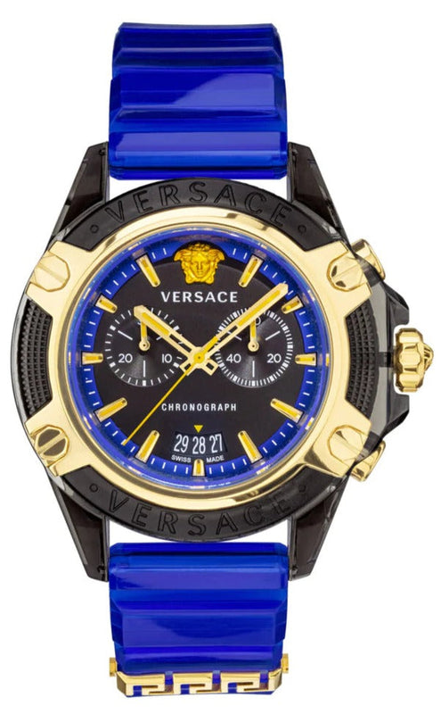  Shop Authentic Versace Icon Active Chronograph Black Dial Blue Rubber Strap Watch For Men  VEZ700521 - Luxxuri