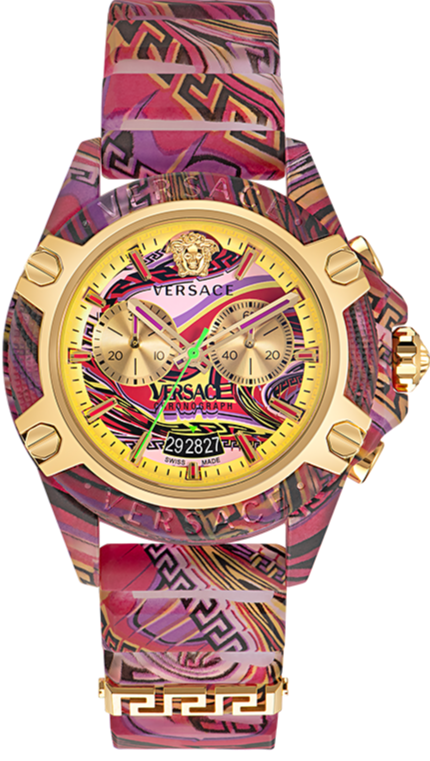  Shop Authentic Versace Icon Active Chronograph Quartz Gold Dial Red Leather Strap Watch For Men - VEZ701222 - Luxxuri