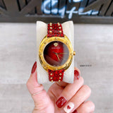  Shop Authentic Versace Shadov Quartz Red Dial Red Leather Strap Watch for Women - VEBM00918 - Luxxuri