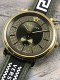  Shop Authentic Versace V-Circle Quartz Green Dial Green Leather Strap Watch for Men - VEBQ01519 - Luxxuri