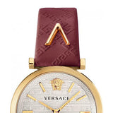  Shop Authentic Versace V-Twist Silver Dial Red Leather Strap Watch for for Women - VELS00519 - Luxxuri