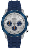  Shop Authentic Guess Caliber Chronograph White Dial Blue Rubber Strap Watch for Men - W0864G6 - Luxxuri
