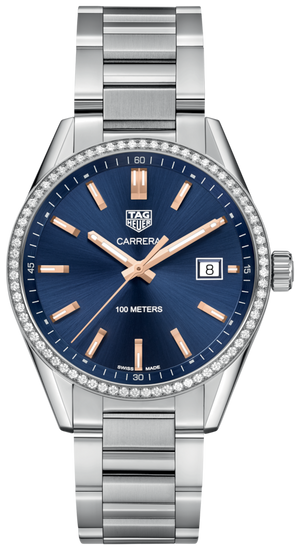  Shop Authentic Tag Heuer Carrera Quartz Diamonds Blue Dial Silver Steel Strap Watch for Women - WAR1114.BA0601 - Luxxuri