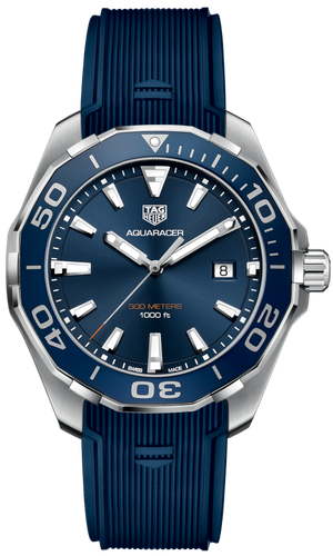  Shop Authentic Tag Heuer Aquaracer Quartz Blue Dial Blue Rubber Strap Watch for Men - WAY101C.FT6153 - Luxxuri
