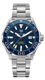 Tag Heuer Aquaracer Calibre 5 Blue Dial Silver Steel Strap Watch for Men - WAY201B.BA0927