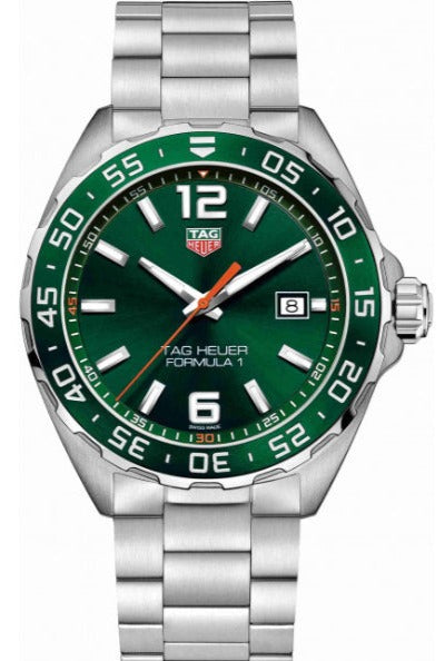  Shop Authentic Tag Heuer Formula 1 Limited Edition Green Dial Silver Steel Strap Watch for Men - WAZ1017.BA0842 - Luxxuri