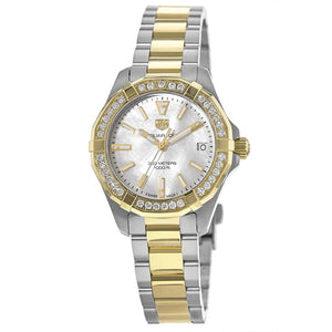  Shop Authentic Tag Heuer Aquaracer Diamonds Mother of Pearl Dial Two Tone Steel Strap Watch for Women - WBD1321.BB0320 - Luxxuri