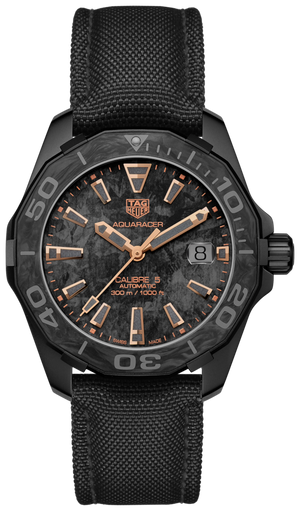  Shop Authentic Tag Heuer Aquaracer Calibre 5 Black NATO Strap Carbon Dial Watch for Men - WBD218A.FC6445 - Luxxuri