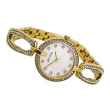  Shop Authentic Bulova Crystal Collection Mother of Pearl Dial Gold Steel Strap Watch for Women - 98L225 - Luxxuri