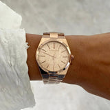  Shop Authentic Michael Kors Channing Quartz Rose Gold Dial Rose Gold Steel Strap Watch For Women - MK6624 - Luxxuri