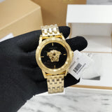  Shop Authentic Versace Palazzo Empire Black Dial Gold Steel Strap Watch for Men - VERD00818 - Luxxuri