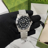  Shop Authentic Gucci Dive Quartz Black Dial Silver Steel Strap Watch For Men - YA136301B - Luxxuri