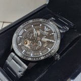  Shop Authentic Emporio Armani Meccanico Automatic Black Dial Black Steel Strap Watch For Men - AR60054 - Luxxuri