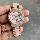  Shop Authentic Michael Kors Ritz Chronograph Rose Gold Dial Two Tone Steel Strap Watch for Women - MK6307 - Luxxuri
