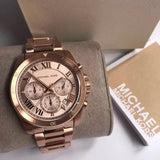  Shop Authentic Michael Kors Brecken Chronograph Quartz Rose Gold Dial Rose Gold Steel Strap Watch For Women - MK6367 - Luxxuri