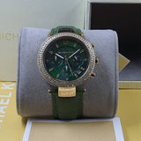  Shop Authentic Michael Kors Parker Chronograph Green Dial Green Leather Strap Watch For Women - MK6985 - Luxxuri
