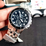  Shop Authentic Fossil FB-01 Chronograph Black Dial Silver Steel Strap Watch for Men - FS5837 - Luxxuri