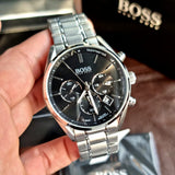 Shop Authentic Hugo Boss Driver Chronograph Black Dial Silver Steel Strap Watch For Men - 1513080 - Luxxuri