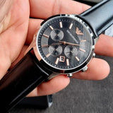  Shop Authentic Emporio Armani Giovanni Analog Black Dial Black Leather Strap Watch For Men - AR11431 - Luxxuri