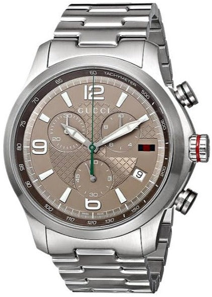  Shop Authentic Gucci G Timeless Brown Dial Silver Steel Strap Watch For Men - YA126248 - Luxxuri