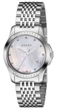  Shop Authentic Gucci G Timeless Diamonds Mother of Pearl Dial Silver Steel Strap Watch For Women - YA126510 - Luxxuri
